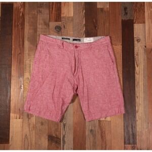 Bruno Mens 34 Red Washable Linen Classic Fit Flat Front Casual Summer Shorts